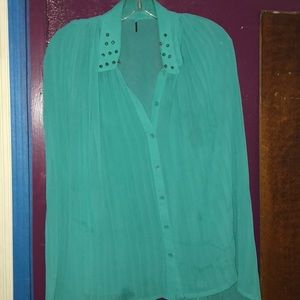 Sheer Seafoam Green Sleeveless Shirt